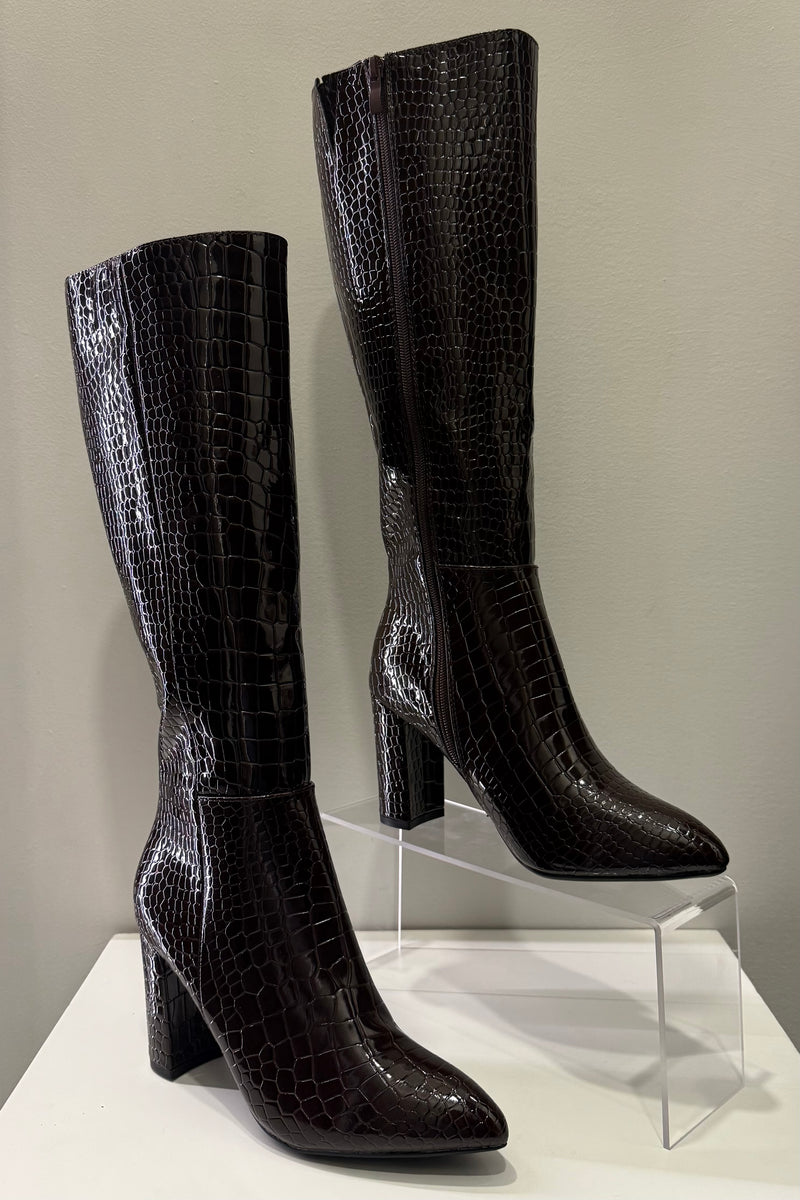 Botas Charol Textura Cafe