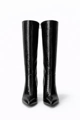 Botas Charol Textura Negra
