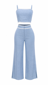 Set de Pantalón y Croptop Azul