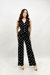 Set Chaleco y Pantalon Polka Negro