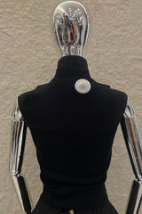 Blusa App Dorada Halter Negro