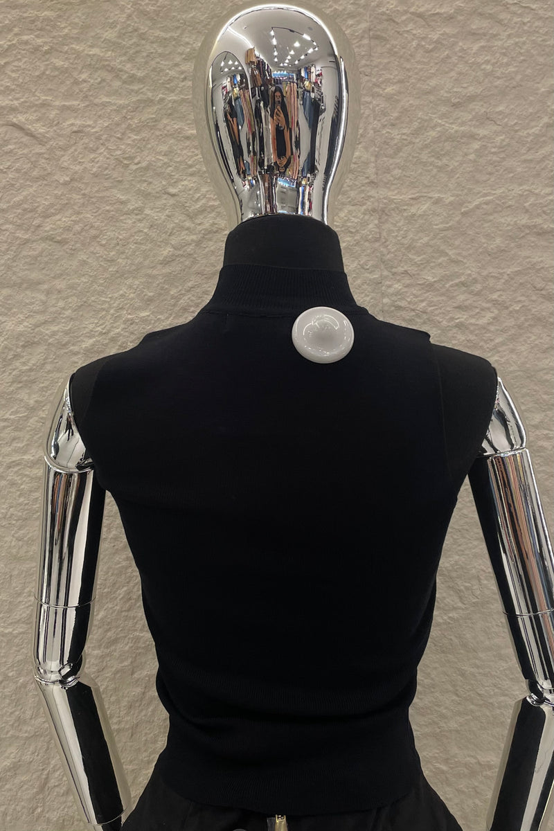 Blusa App Dorada Halter Negro