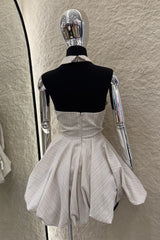 Vestido Halter Lazo Taupe White