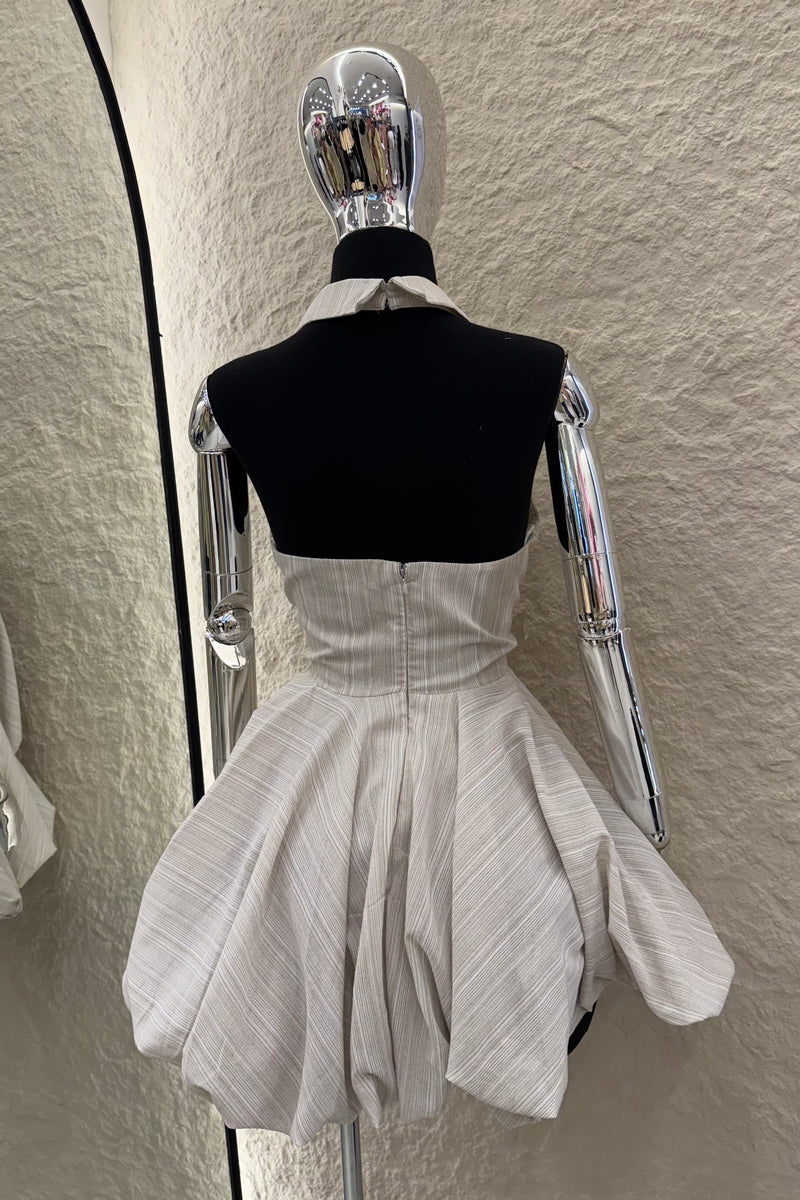 Vestido Halter Lazo Taupe White