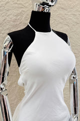 Vestido Halter Satinado Blanco