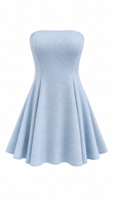 Vestido Strapless Brilloso Azul