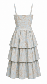 Vestido Midi Estampado Floral Azul