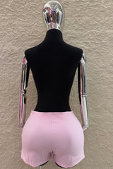 Falda Corta Abertura con Moño Rosa