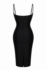 Vestido Midi Bandage Con Pedreria Negro
