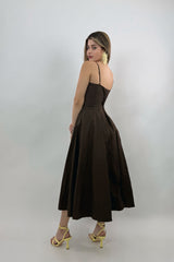 Vestido Midi Square Neck Chocolate