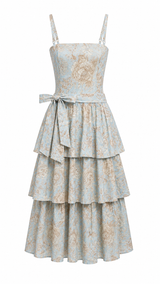 Vestido Midi Estampado Floral Azul
