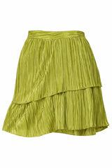 Falda Corta Con Olan Plisada Verde