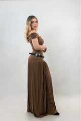 Vestido Off Shoulder Largo Cafe