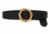 Cinto Elastico Negro Hebilla Imitacion Bambu