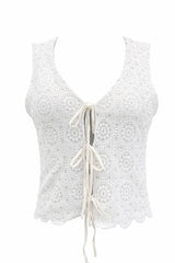 Top Crochet Moños al Frente Blanco