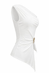 Blusa Asimetrica Ruched Blanca