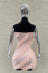 Vestido Corto Strapple Rosa