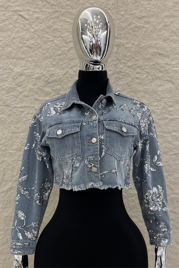 Jacket Estampado de Lentejuela Denim
