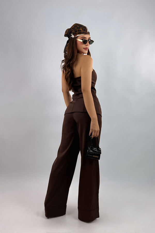 Set Top y Pantalon Olgado Cafe