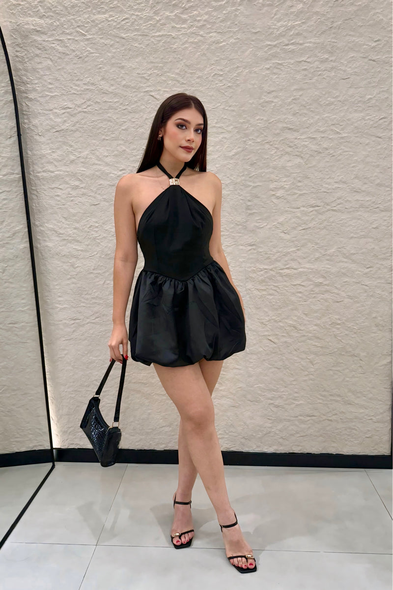 Vestido Halter Bubble Negro