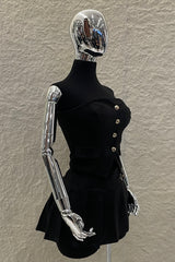 Set Top y Falda Velvet Negro