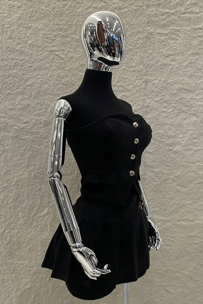 Set Top y Falda Velvet Negro