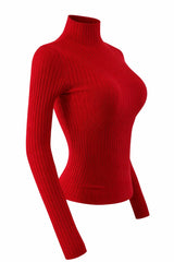 Blusa Cuello Tortuga Tela Punto Roja