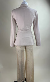 Set de Blazer Con Pantalon Transparente Beige