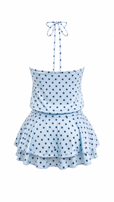 Vestido Halter Corto Polka Azul