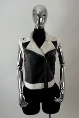 Chaleco Vinipiel Faux Fur Negro