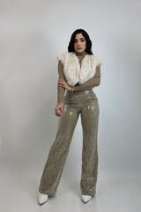 Pantalon Lentejuela Beige