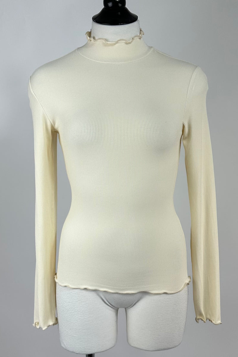 Blusa Manga larga Cuello Alto Beige