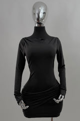 Vestido Corto Manga Larga Negro