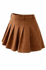 Falda Velvet Plisada Chocolate