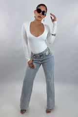 Pantalon Rhinestone Denim