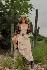 Vestido Largo Olanes Beige