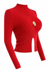 Blusa Manga Larga App Dorada Rojo