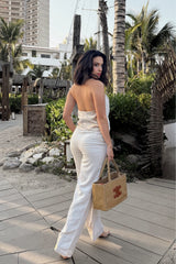 Pantalon Wide Leg Beige