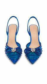 Zapatilla Stiletto Azul de Pedreria