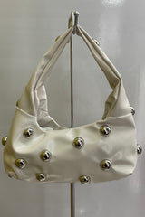 Bolsa Blanca Con Remaches Plata