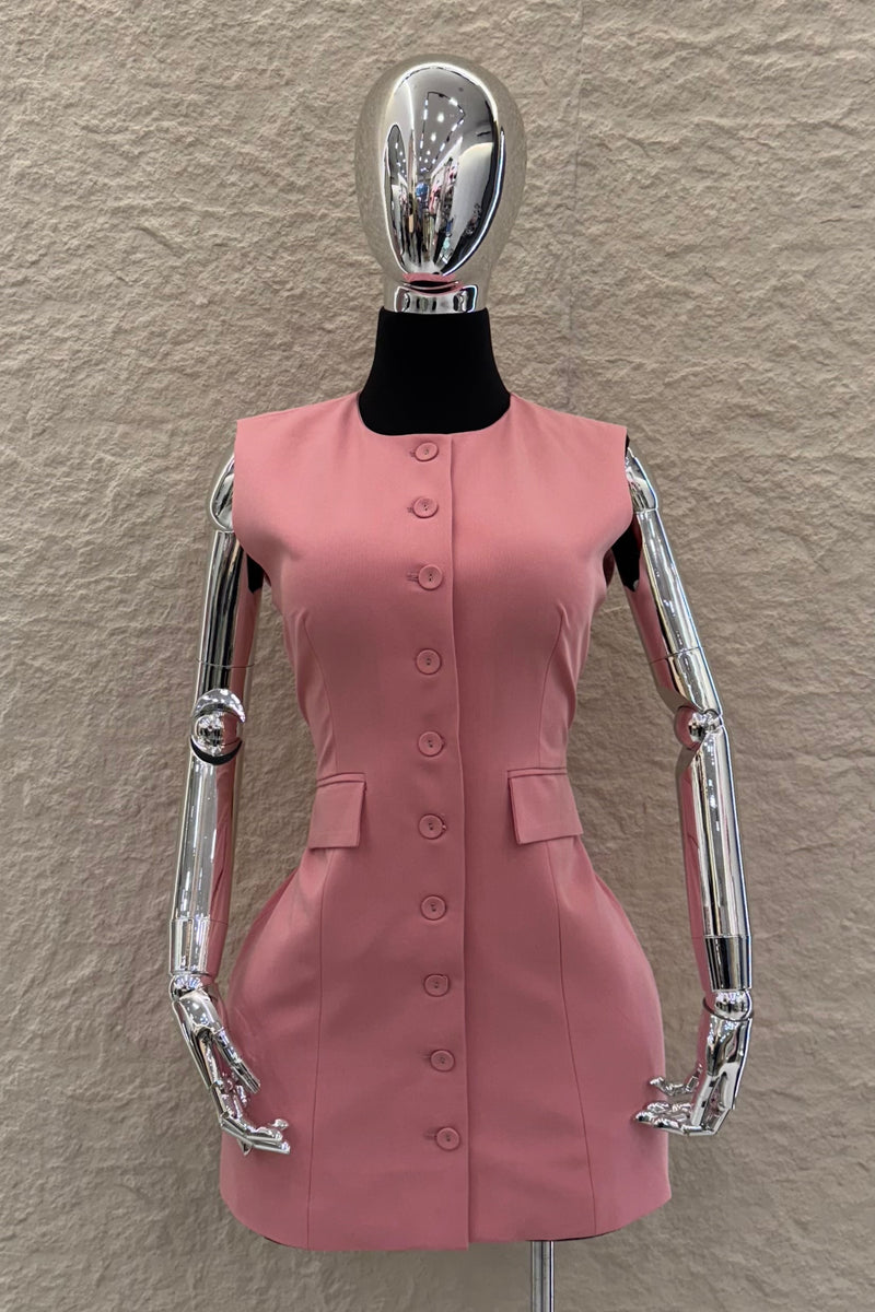 Vestido Corto Tipo Chaleco Rosa