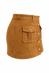 Falda Corta App de Bolsas Velvet Camel