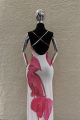 Vestido Largo Flores Blanco