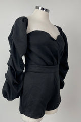 Jumper Negro Manga Abullonada