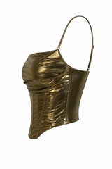 Top Corset Metalico Dorado