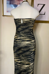 Vestido Midi Mesh Zebra Print Mostaza