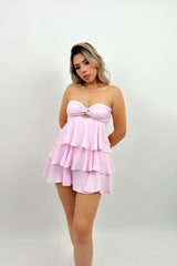 Vestido Corto Olanes Rosa