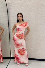 Vestido Largo Floreado Rosa