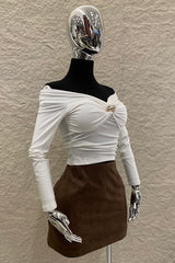 Falda Corta Velvet Espresso