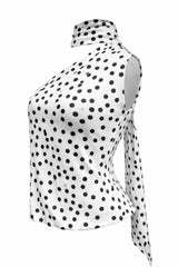 Blusa Satinada Polka Dots Blanca